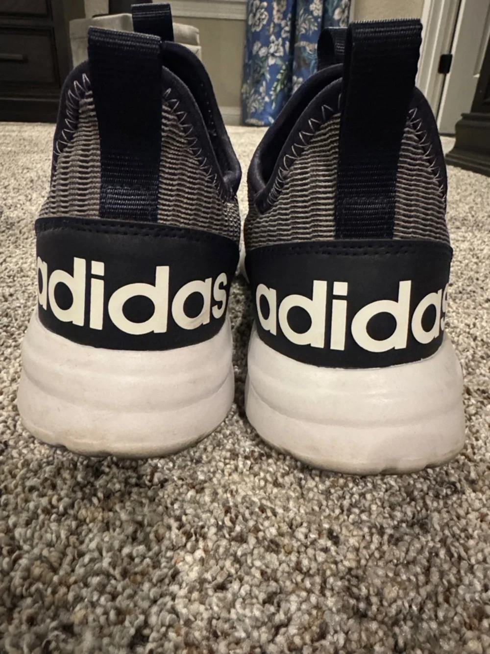 adidas Charcoal and White Knit Slip-On Sneakers